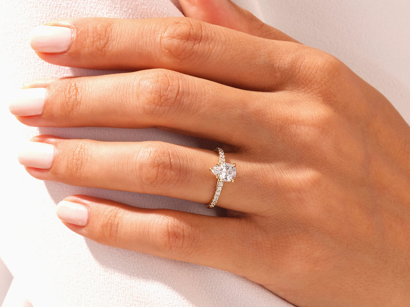 Pear Cut Engagement Ring with Pave Set Side Stones
