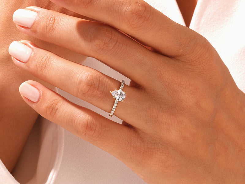 Pear Cut Engagement Ring with Pave Set Side Stones