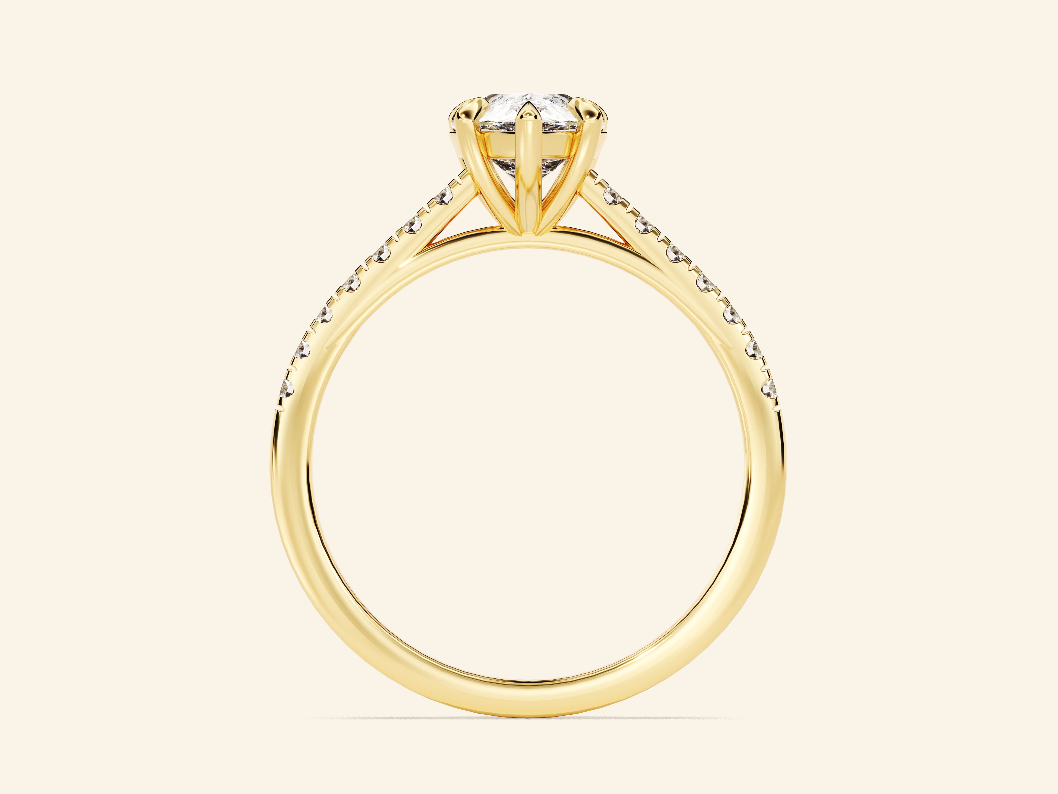 Pear Cut Engagement Ring with Pave Set Side Stones
