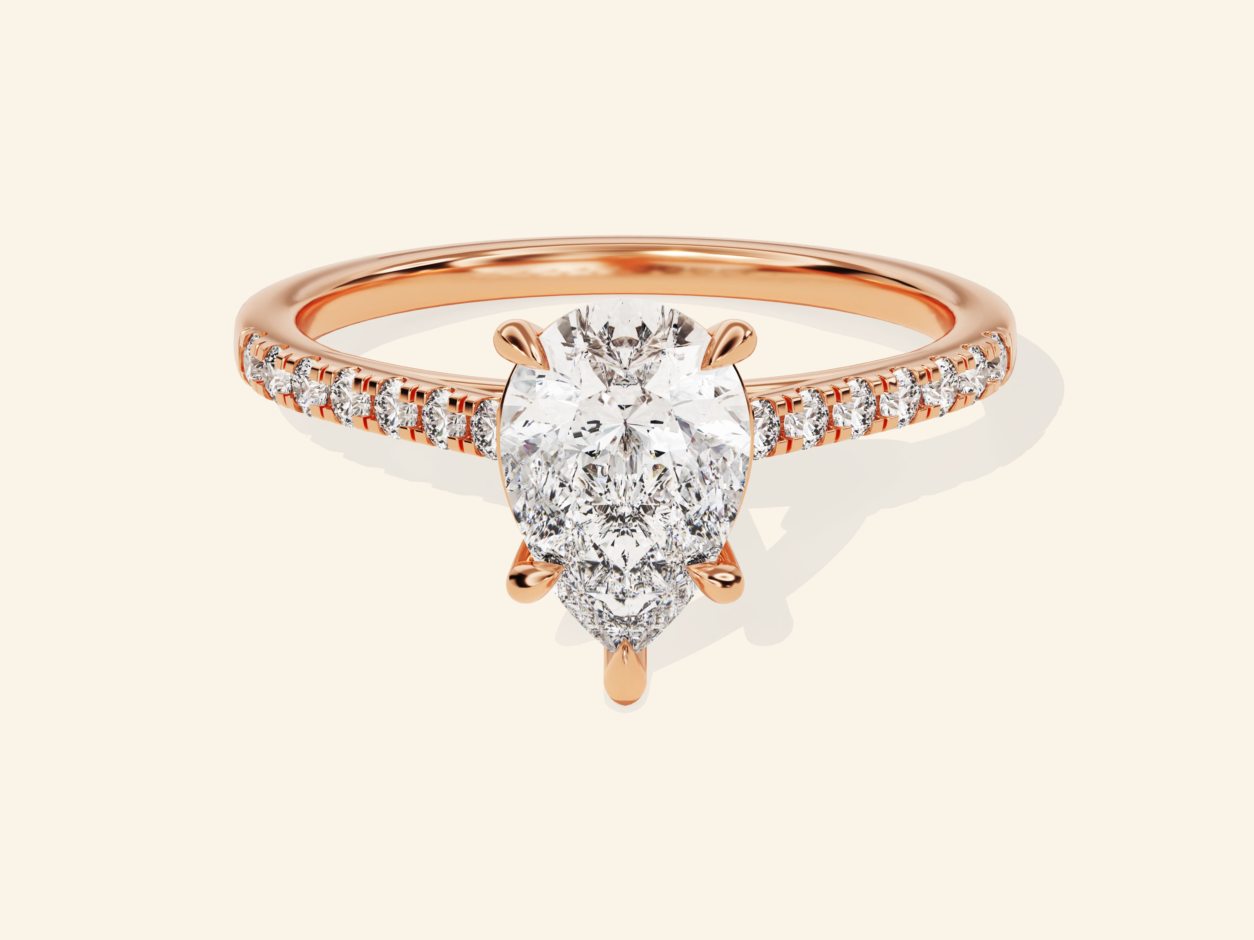 Pear Cut Engagement Ring with Pave Set Side Stones