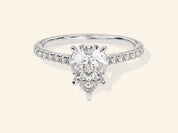 Pear Cut Engagement Ring with Pave Set Side Stones