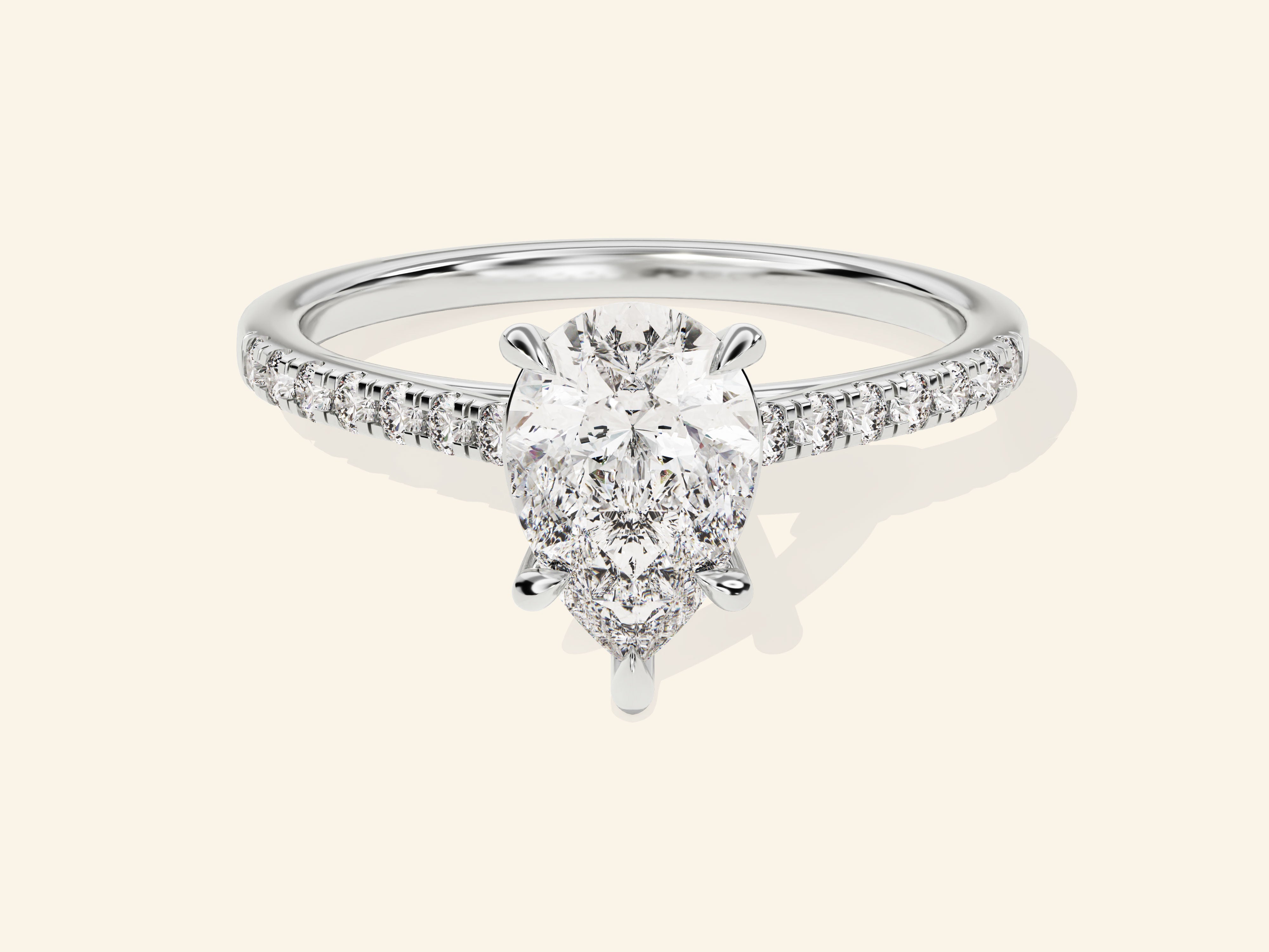 Pear Cut Engagement Ring with Pave Set Side Stones