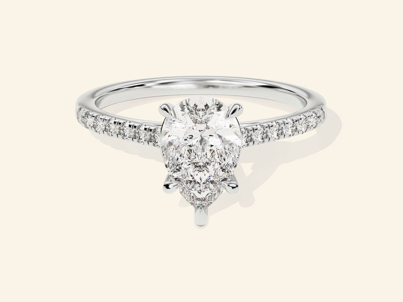 Pear Cut Engagement Ring with Pave Set Side Stones
