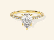 Pear Cut Engagement Ring with Pave Set Side Stones