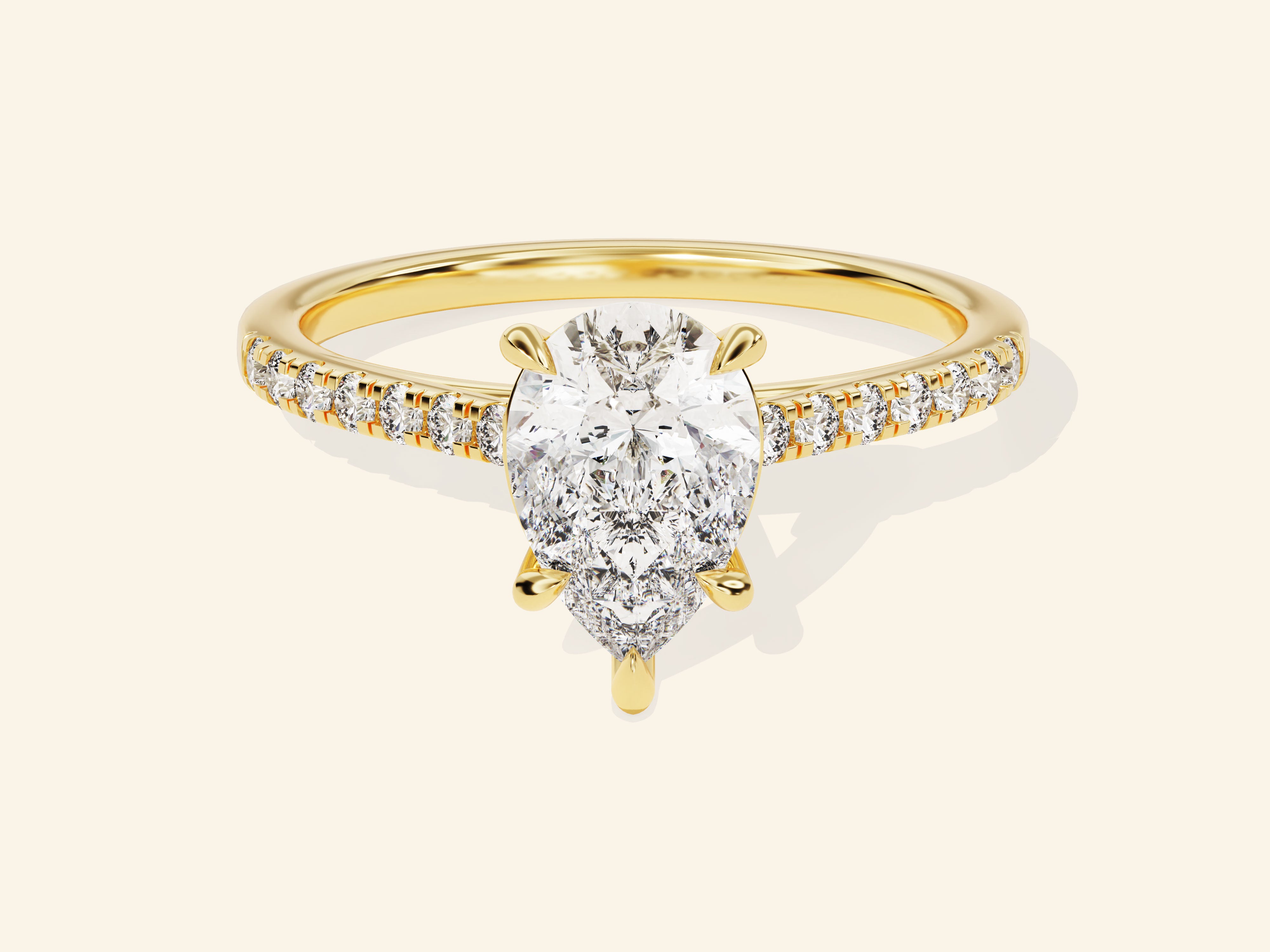 Pear Cut Engagement Ring with Pave Set Side Stones