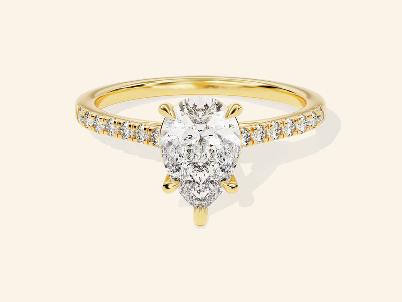 Pear Cut Engagement Ring with Pave Set Side Stones