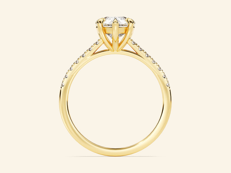 Pear Cut Engagement Ring with Pave Set Side Stones