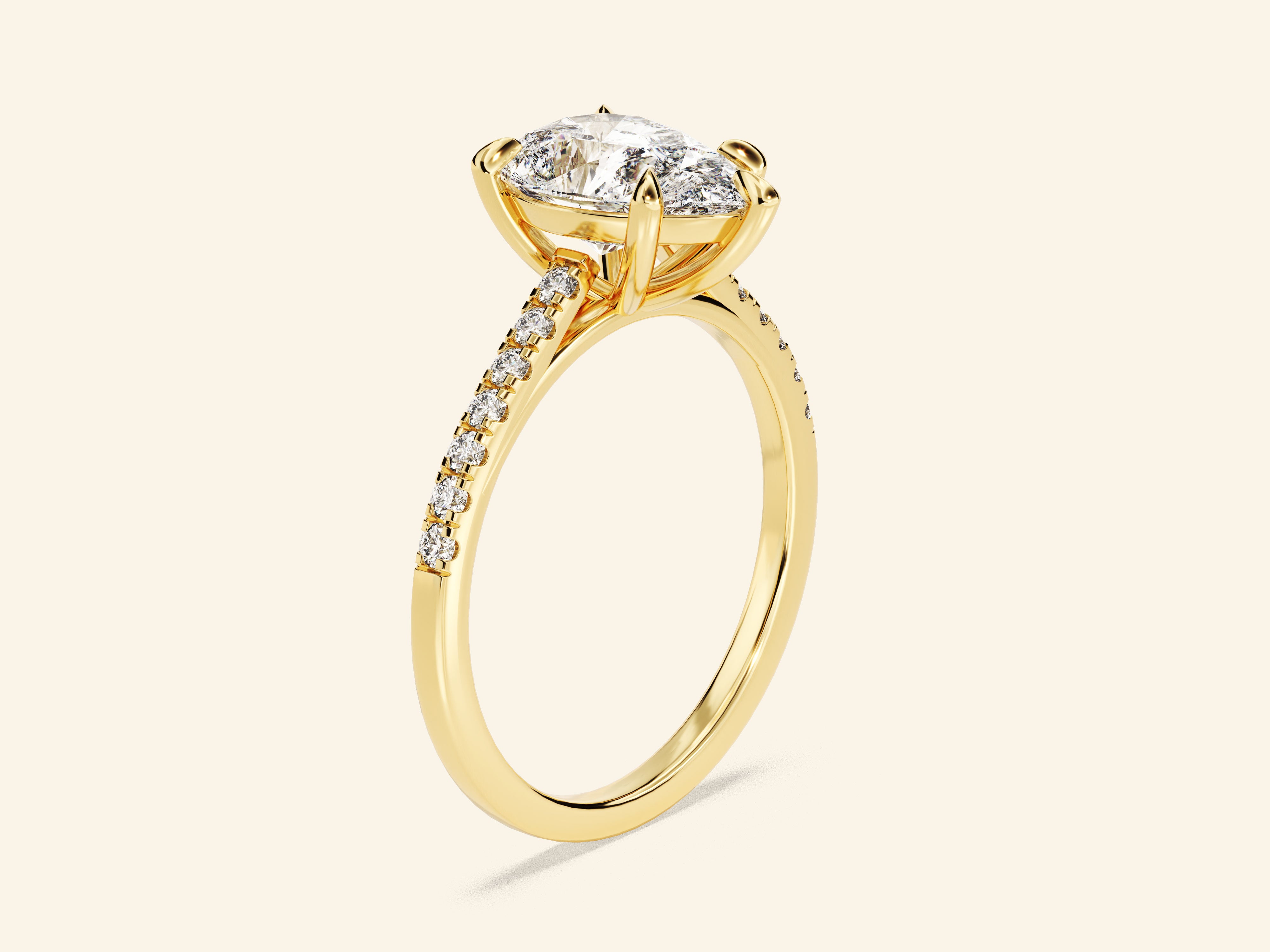 Pear Cut Engagement Ring with Pave Set Side Stones