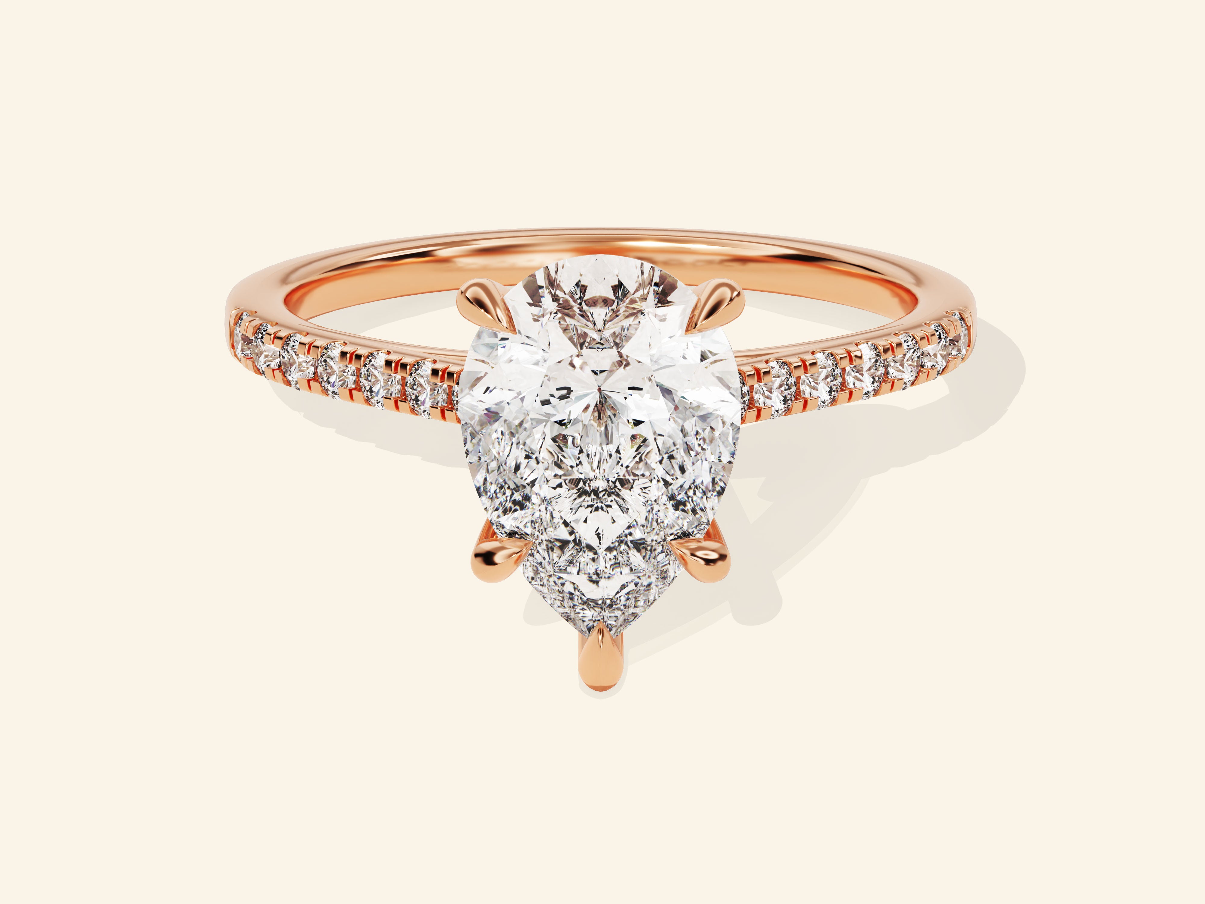 Pear Cut Engagement Ring with Pave Set Side Stones