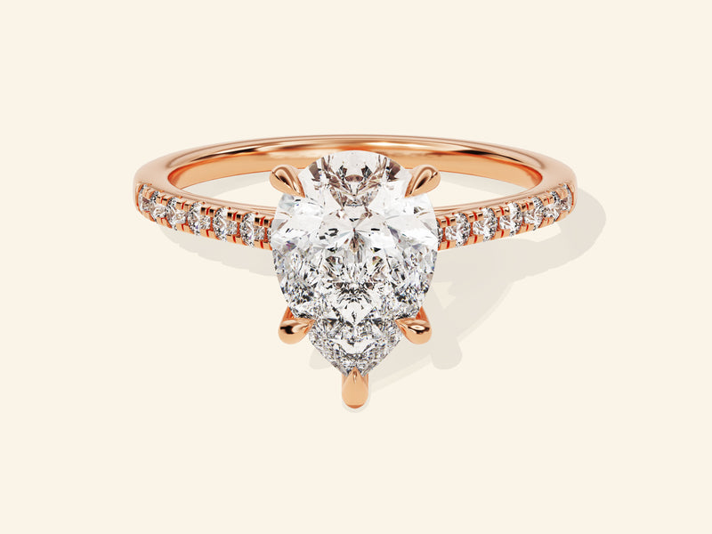 Pear Cut Engagement Ring with Pave Set Side Stones