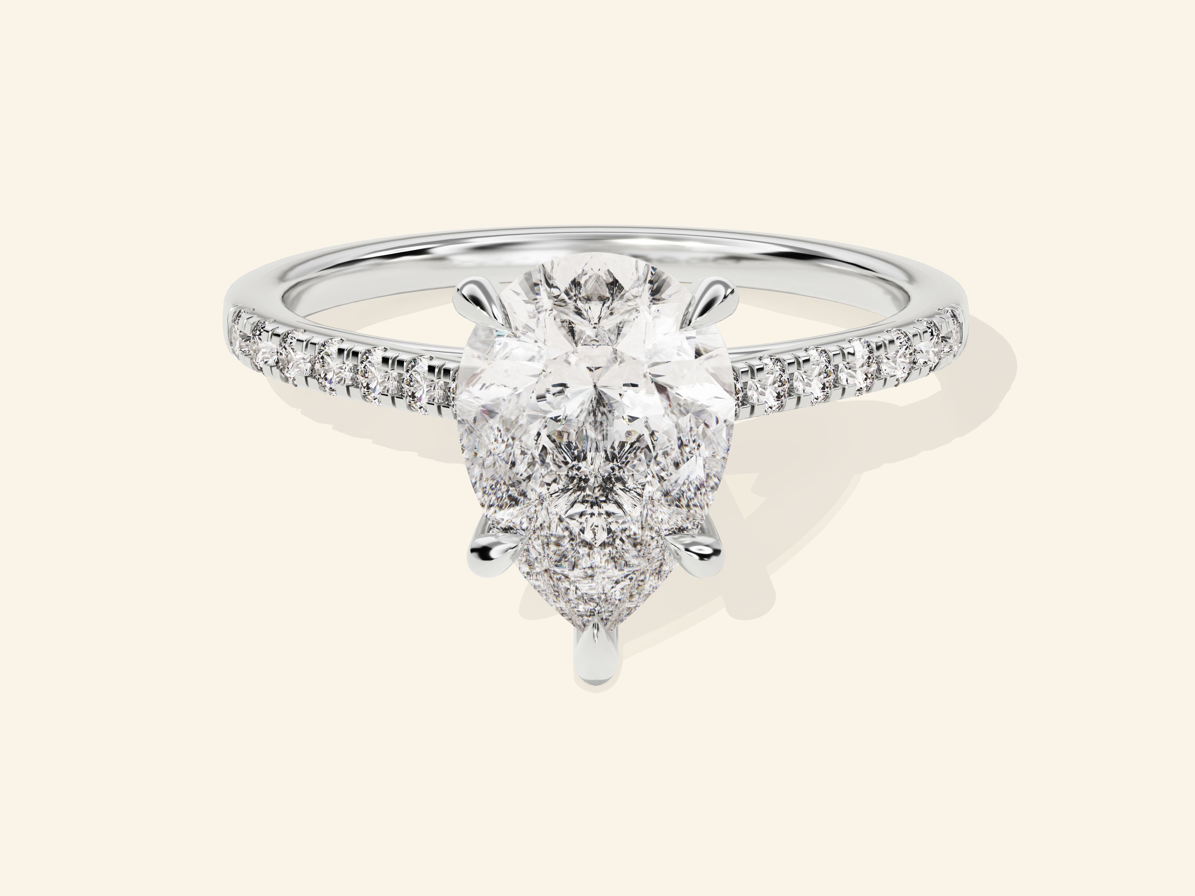 Pear Cut Engagement Ring with Pave Set Side Stones