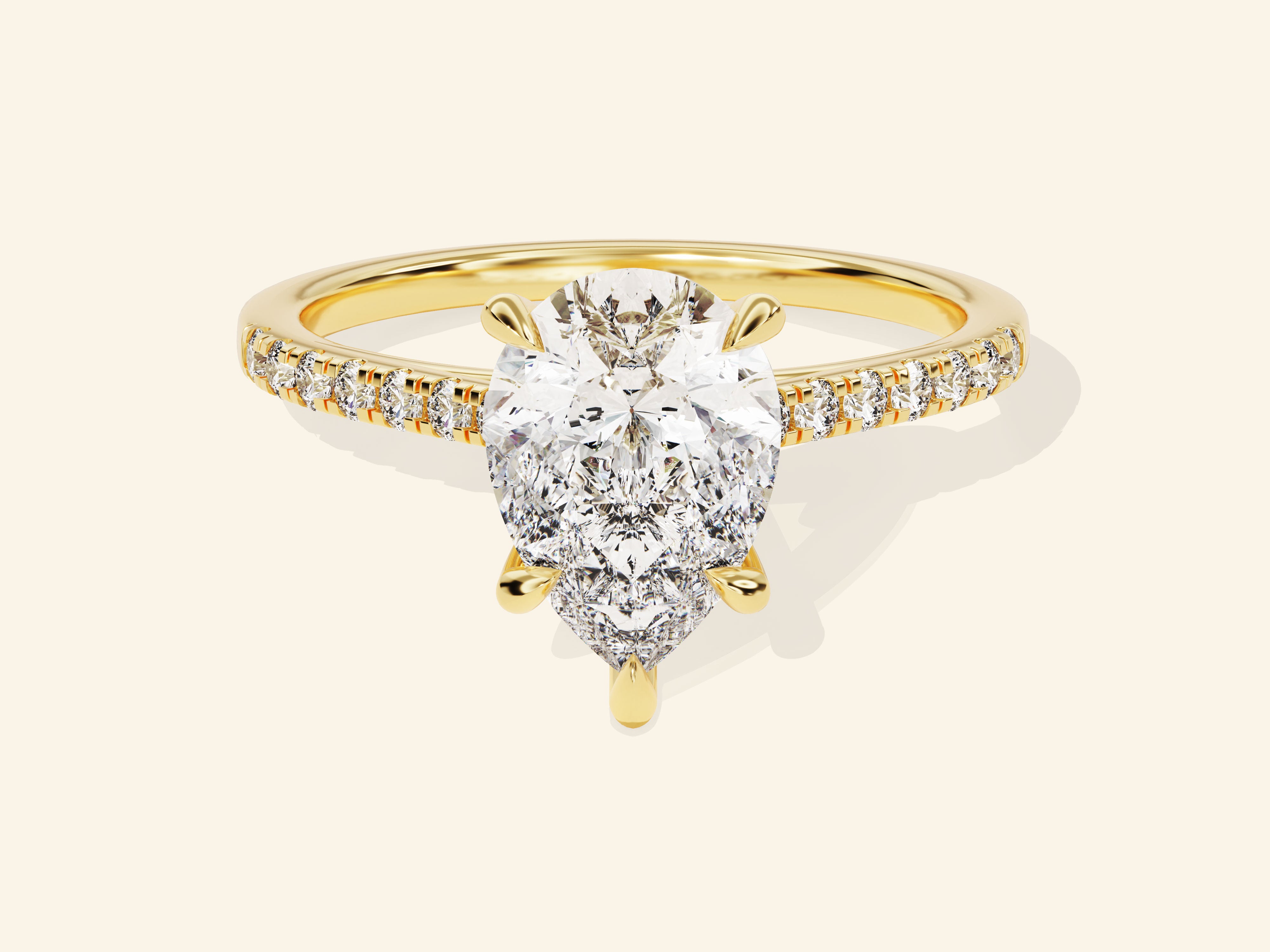 Pear Cut Engagement Ring with Pave Set Side Stones