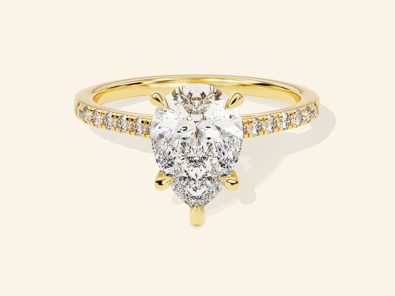 Pear Cut Engagement Ring with Pave Set Side Stones