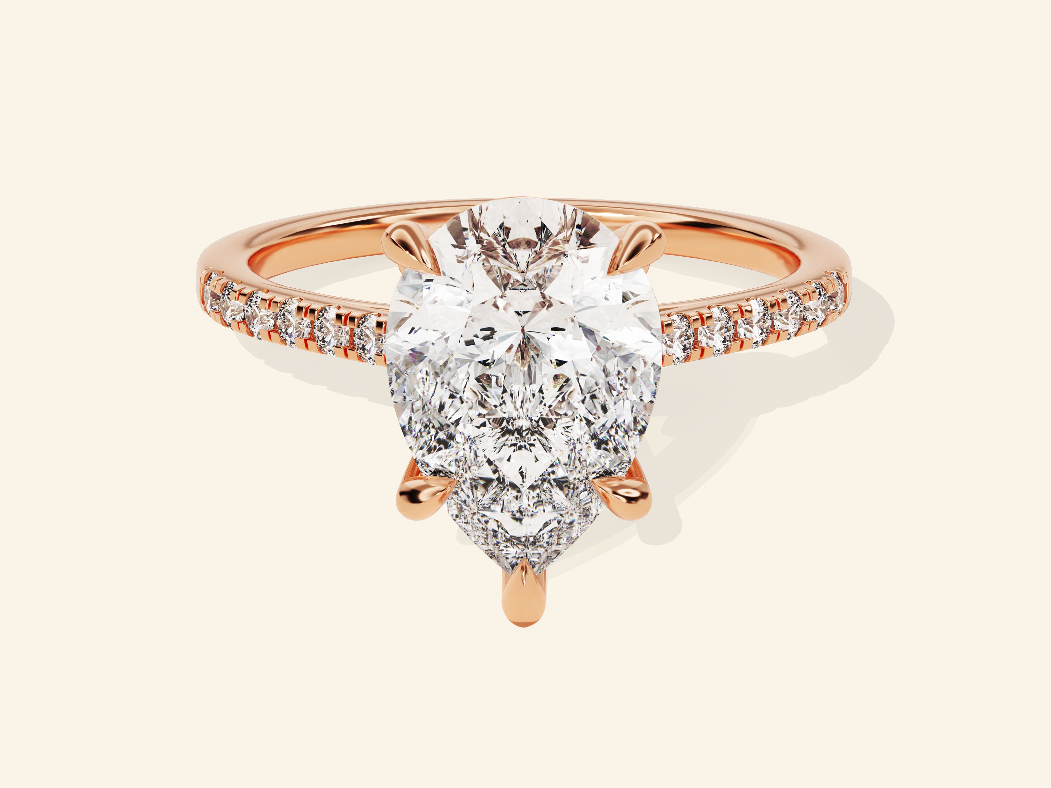Pear Cut Engagement Ring with Pave Set Side Stones