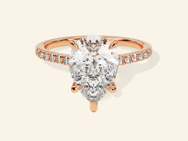 Pear Cut Engagement Ring with Pave Set Side Stones