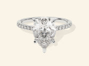 Pear Cut Engagement Ring with Pave Set Side Stones
