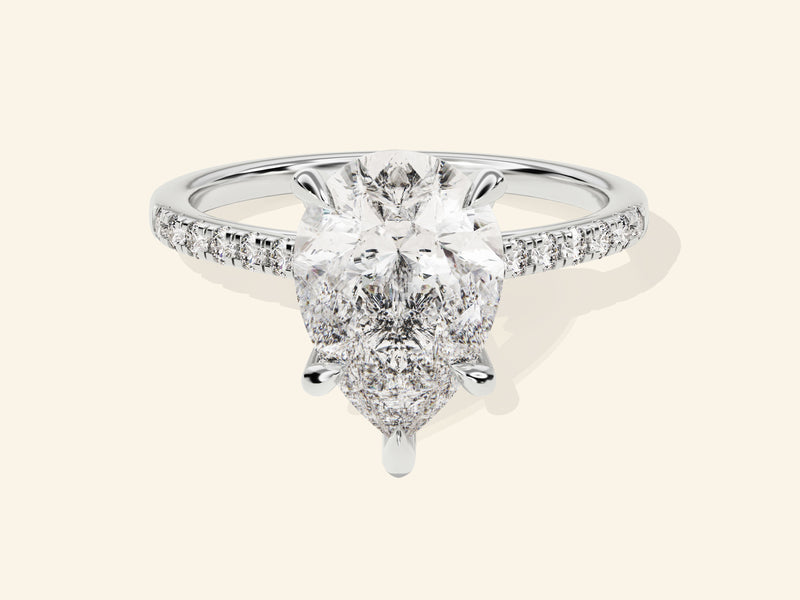 Pear Cut Engagement Ring with Pave Set Side Stones