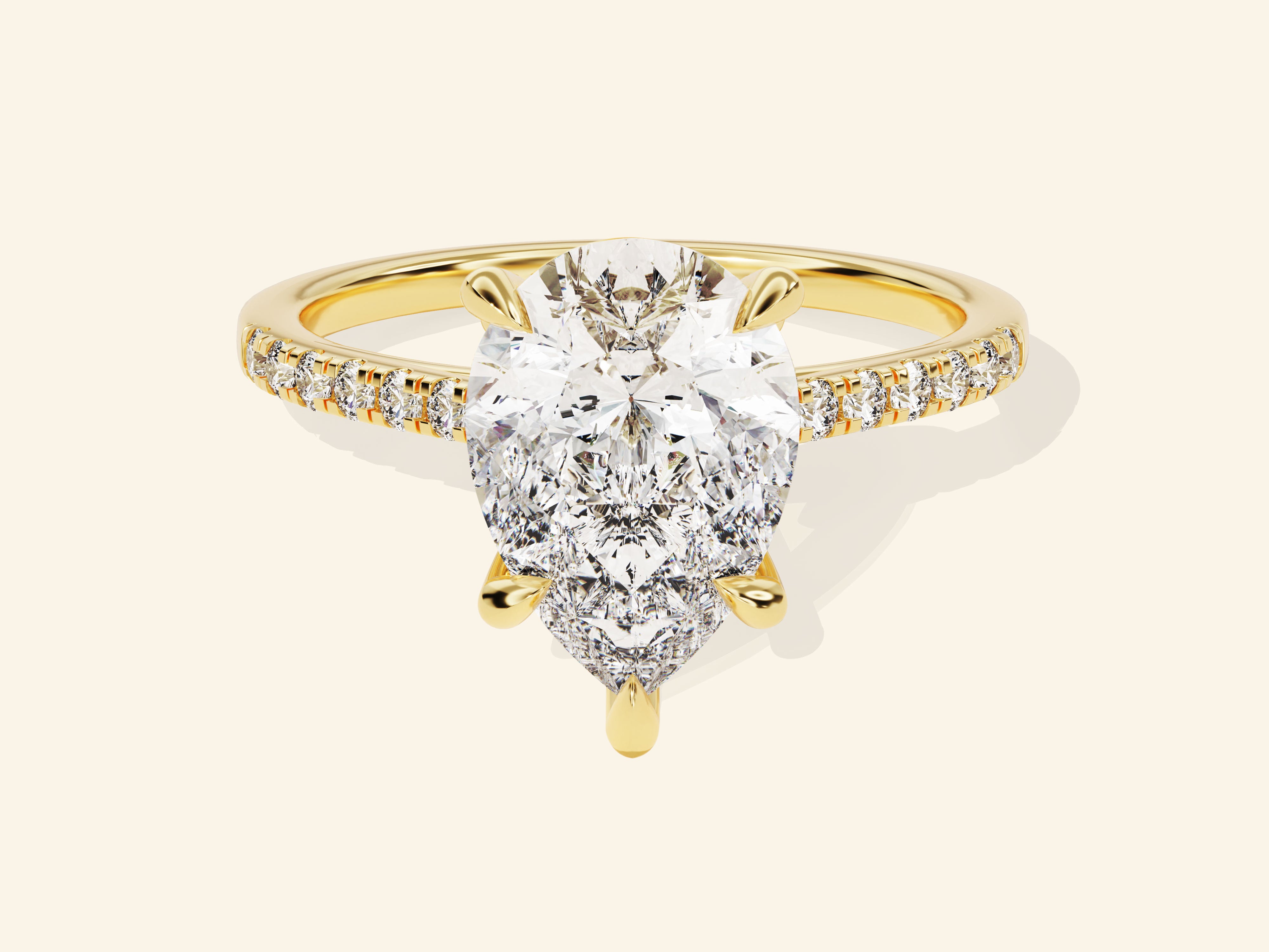 Pear Cut Engagement Ring with Pave Set Side Stones