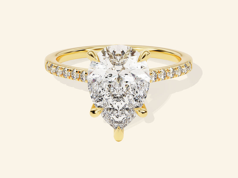 Pear Cut Engagement Ring with Pave Set Side Stones
