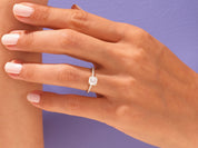 Asscher Cut Engagement Ring with Pave Set Side Stones