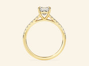 Asscher Cut Engagement Ring with Pave Set Side Stones