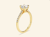 Asscher Cut Engagement Ring with Pave Set Side Stones