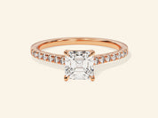 Asscher Cut Engagement Ring with Pave Set Side Stones