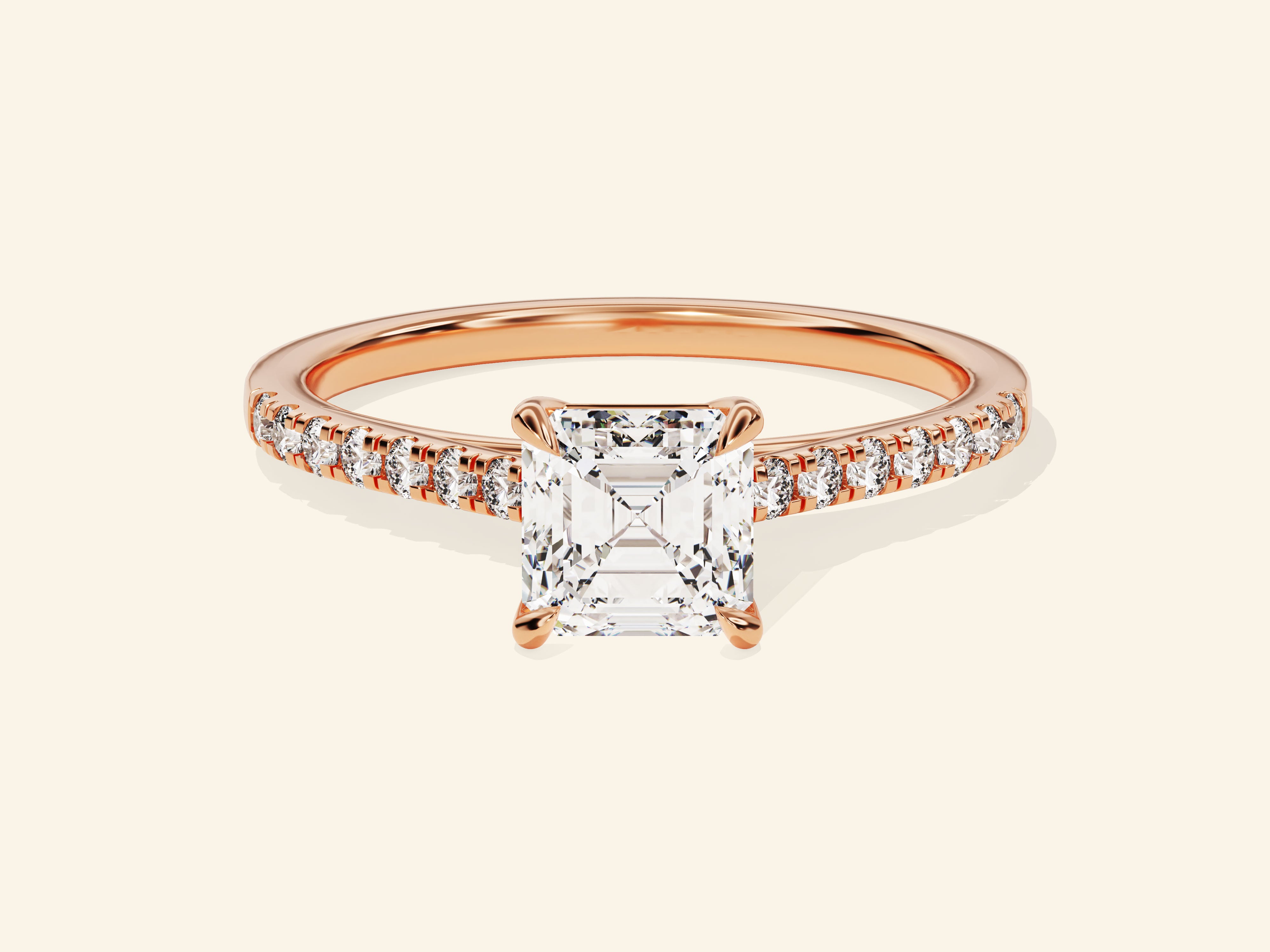Asscher Cut Engagement Ring with Pave Set Side Stones