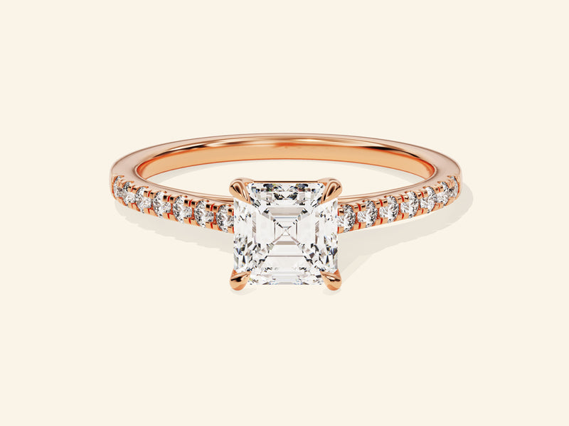Asscher Cut Engagement Ring with Pave Set Side Stones