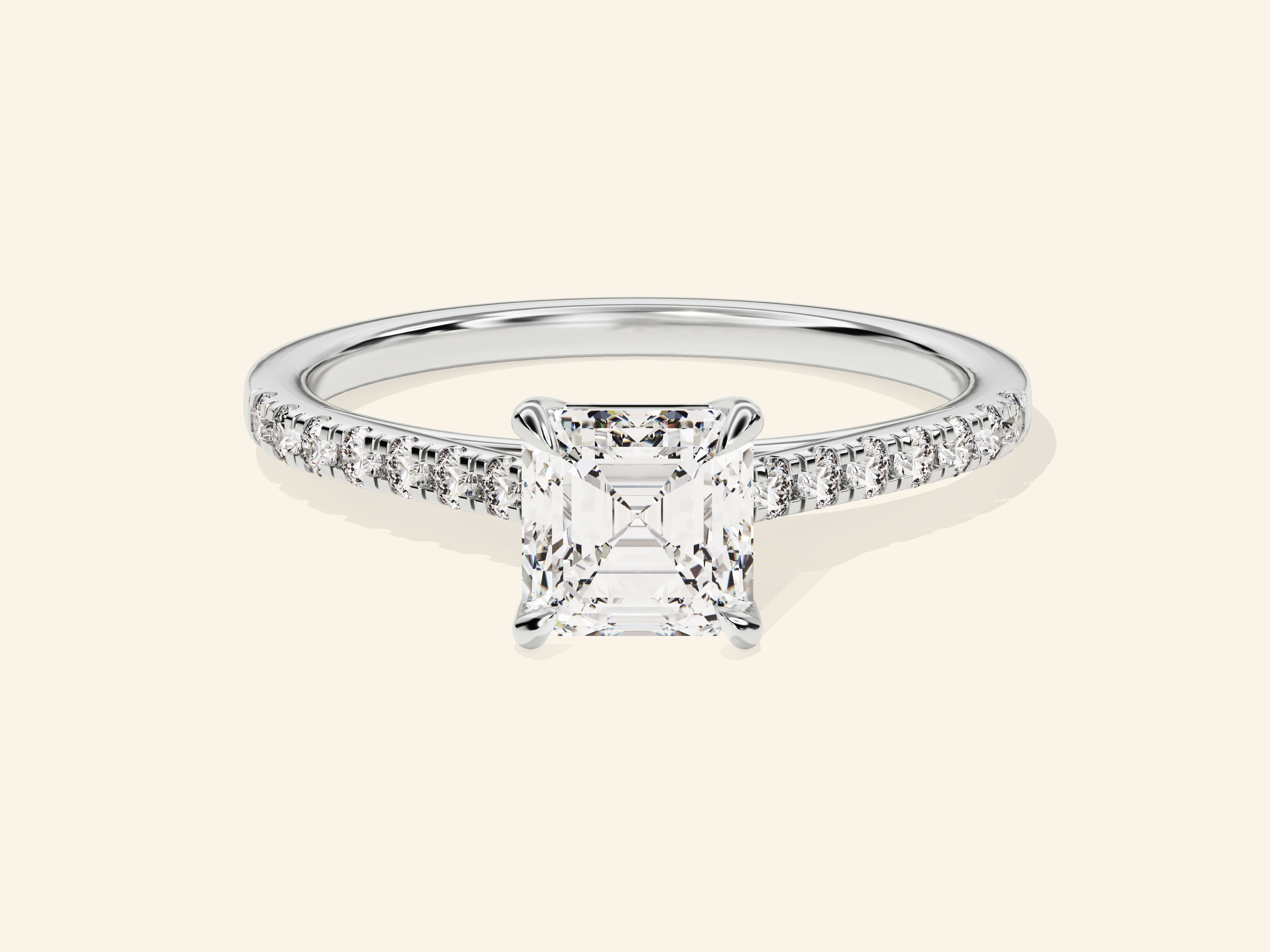 Asscher Cut Engagement Ring with Pave Set Side Stones