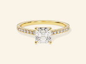 Asscher Cut Engagement Ring with Pave Set Side Stones