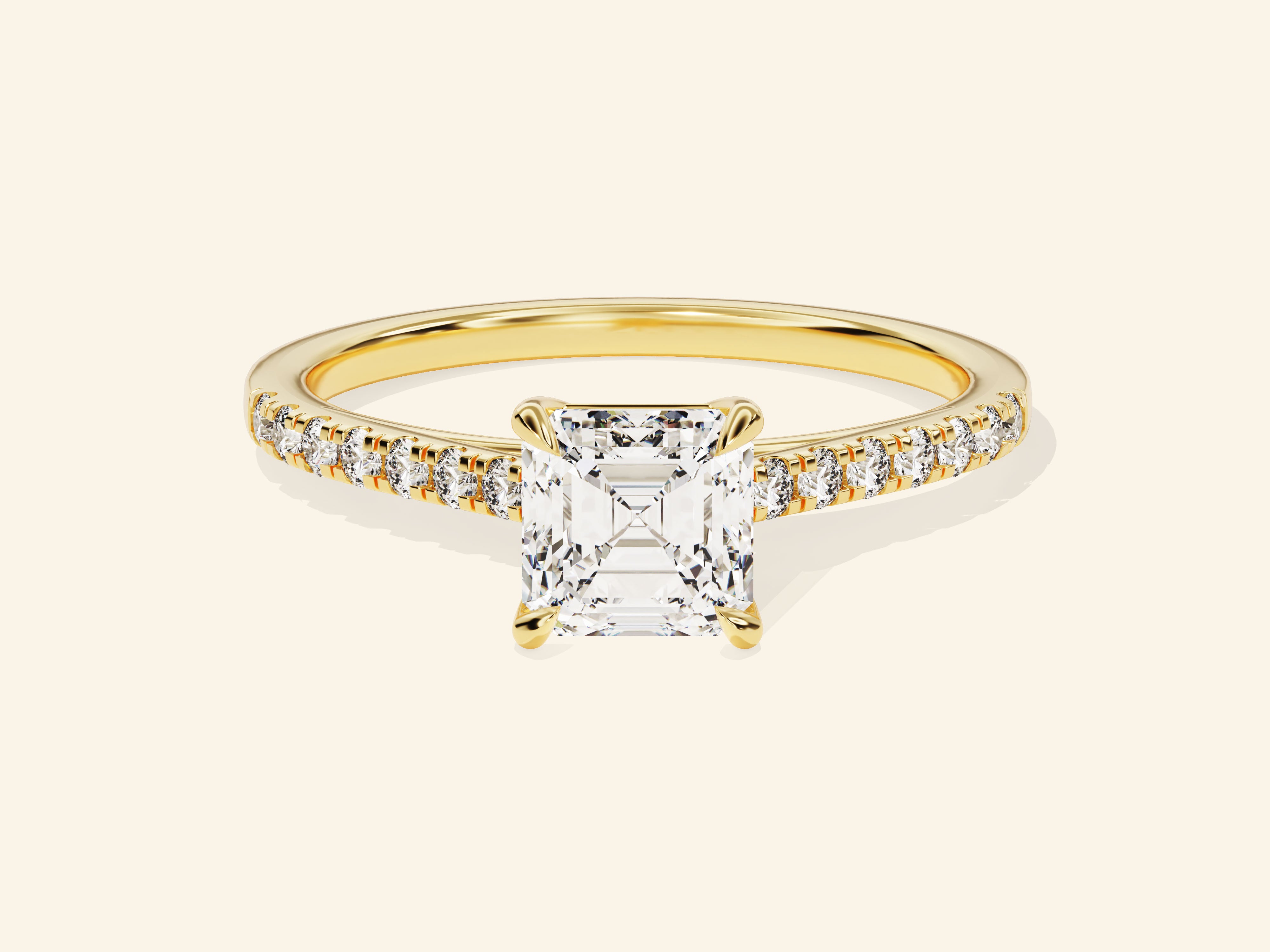 Asscher Cut Engagement Ring with Pave Set Side Stones