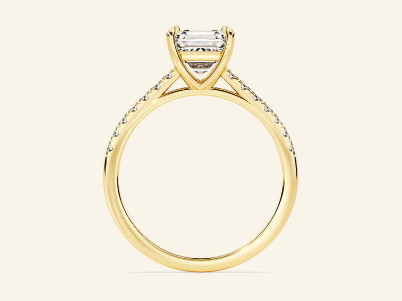 Asscher Cut Engagement Ring with Pave Set Side Stones