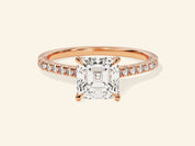 Asscher Cut Engagement Ring with Pave Set Side Stones