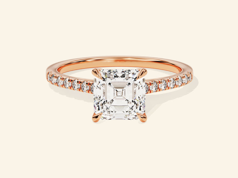 Asscher Cut Engagement Ring with Pave Set Side Stones