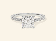 Asscher Cut Engagement Ring with Pave Set Side Stones