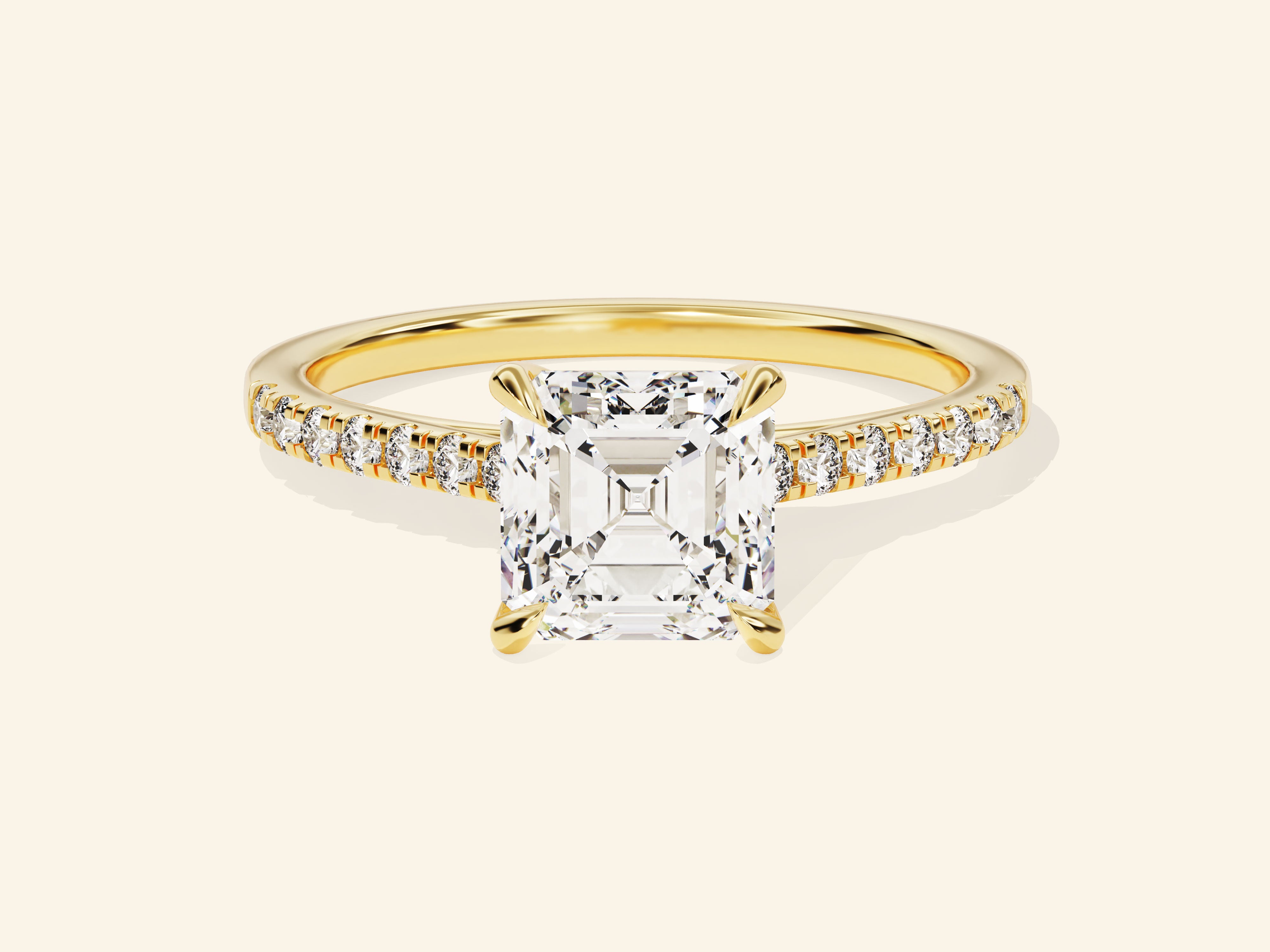 Asscher Cut Engagement Ring with Pave Set Side Stones