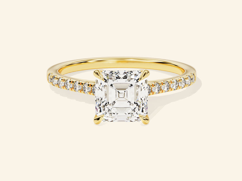 Asscher Cut Engagement Ring with Pave Set Side Stones