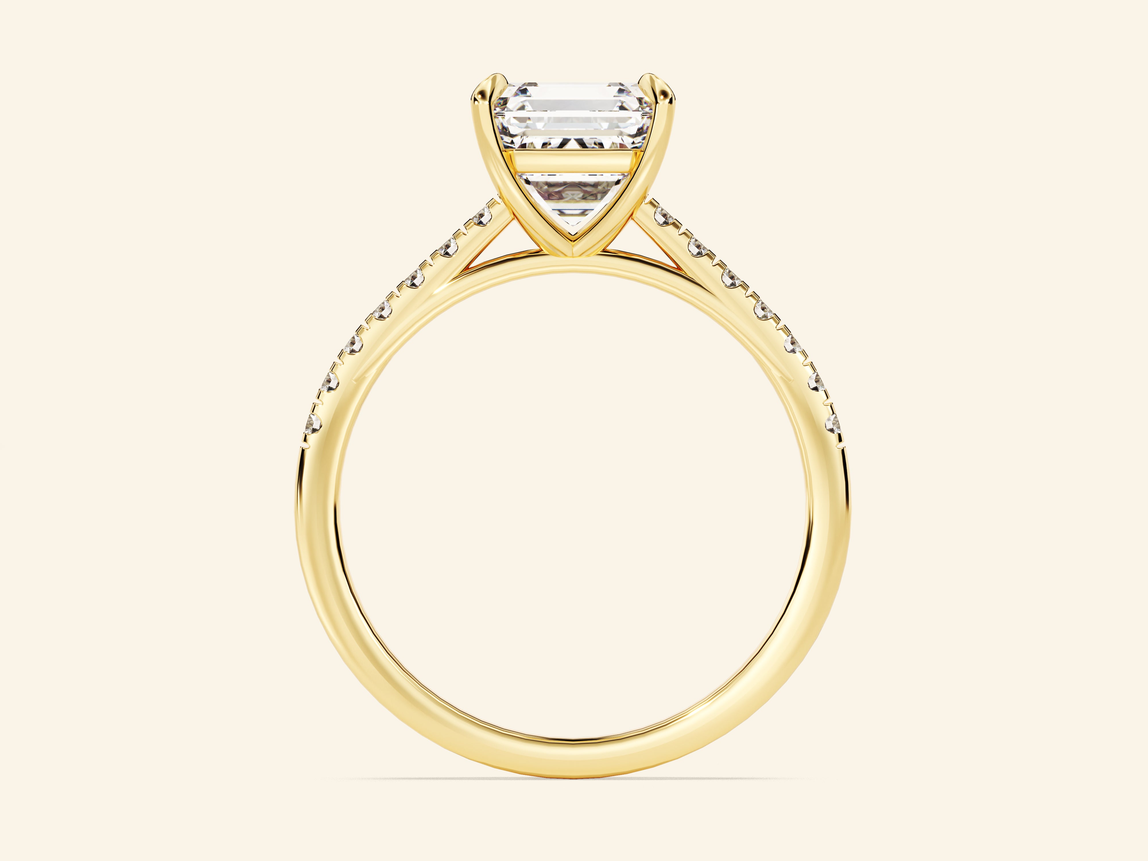 Asscher Cut Engagement Ring with Pave Set Side Stones