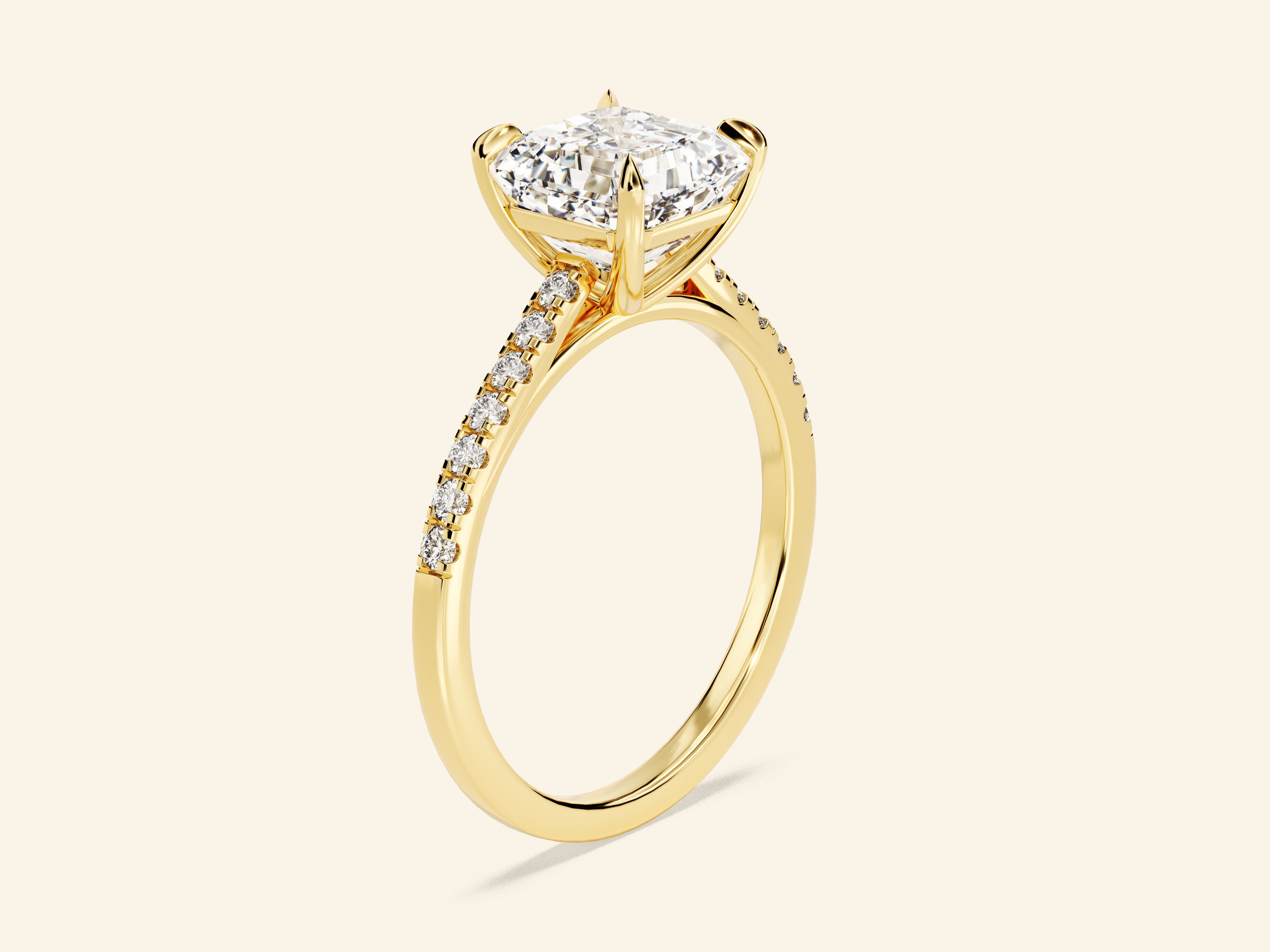 Asscher Cut Engagement Ring with Pave Set Side Stones