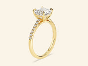 Asscher Cut Engagement Ring with Pave Set Side Stones
