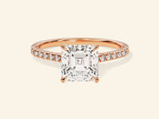 Asscher Cut Engagement Ring with Pave Set Side Stones