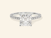 Asscher Cut Engagement Ring with Pave Set Side Stones