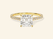 Asscher Cut Engagement Ring with Pave Set Side Stones