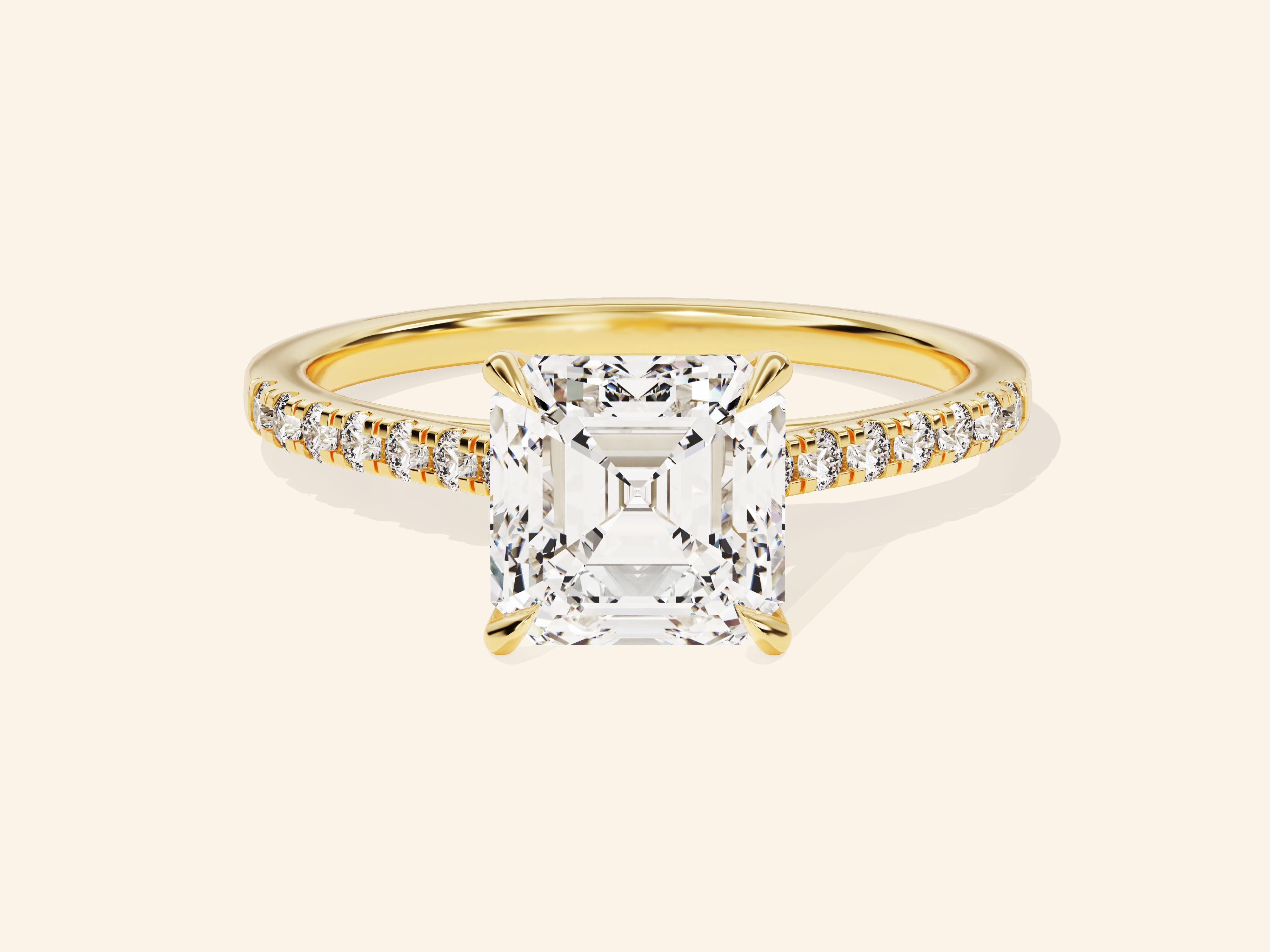 Asscher Cut Engagement Ring with Pave Set Side Stones