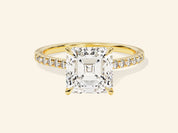 Asscher Cut Engagement Ring with Pave Set Side Stones