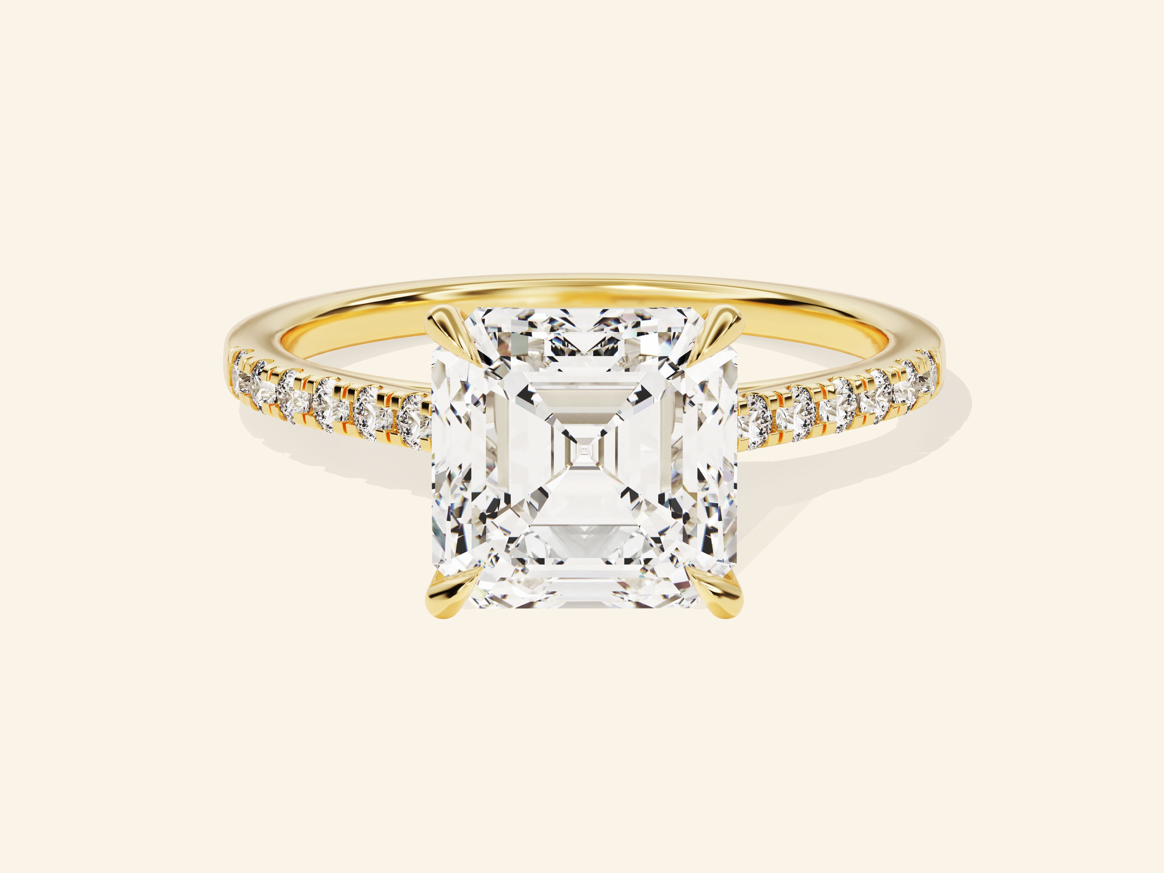 Asscher Cut Engagement Ring with Pave Set Side Stones