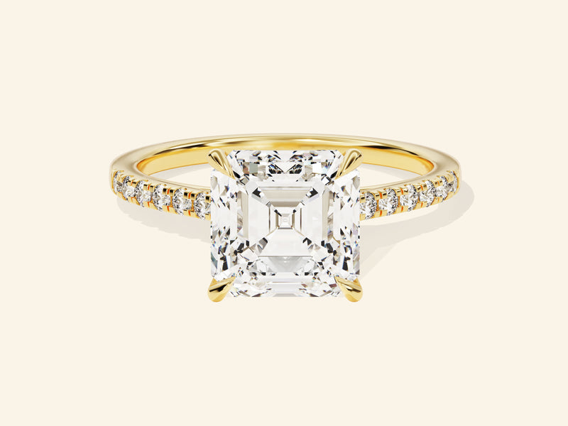Asscher Cut Engagement Ring with Pave Set Side Stones