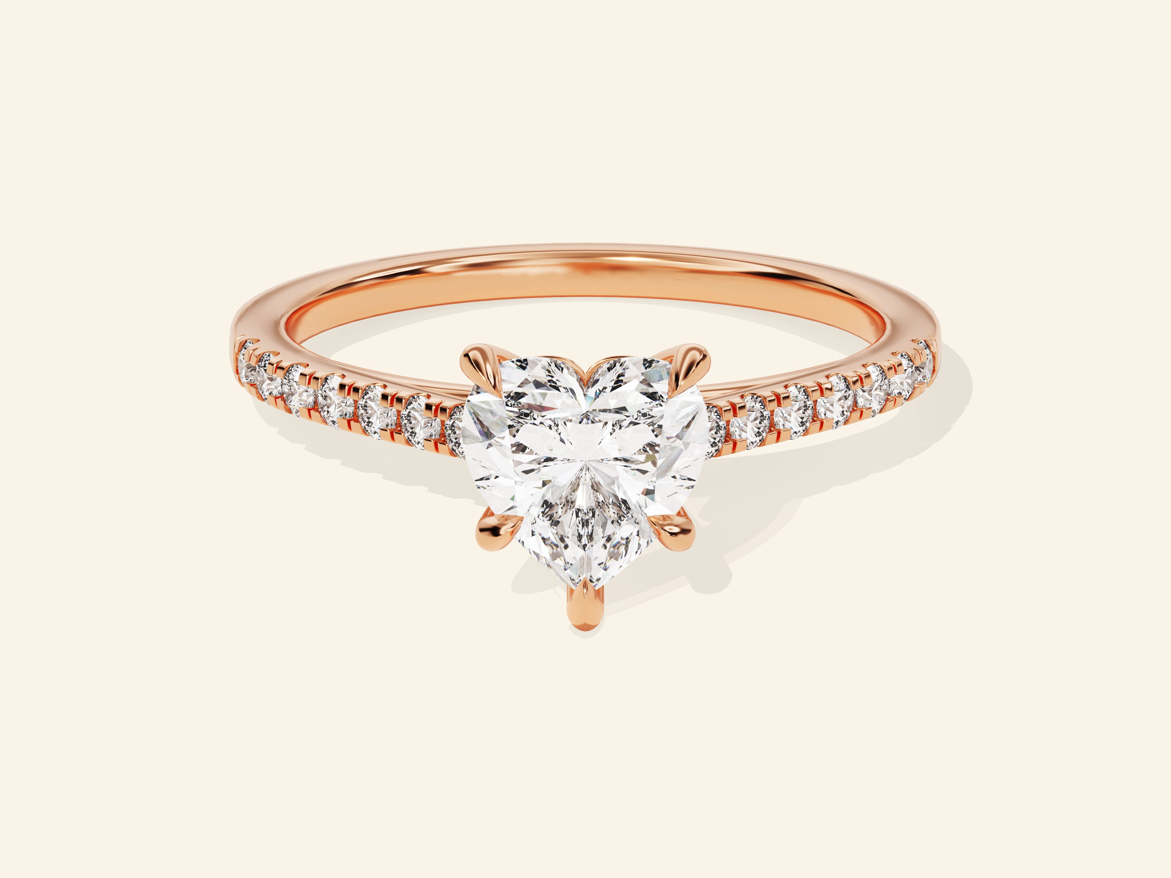 Heart Cut Engagement Ring with Pave Set Side Stones