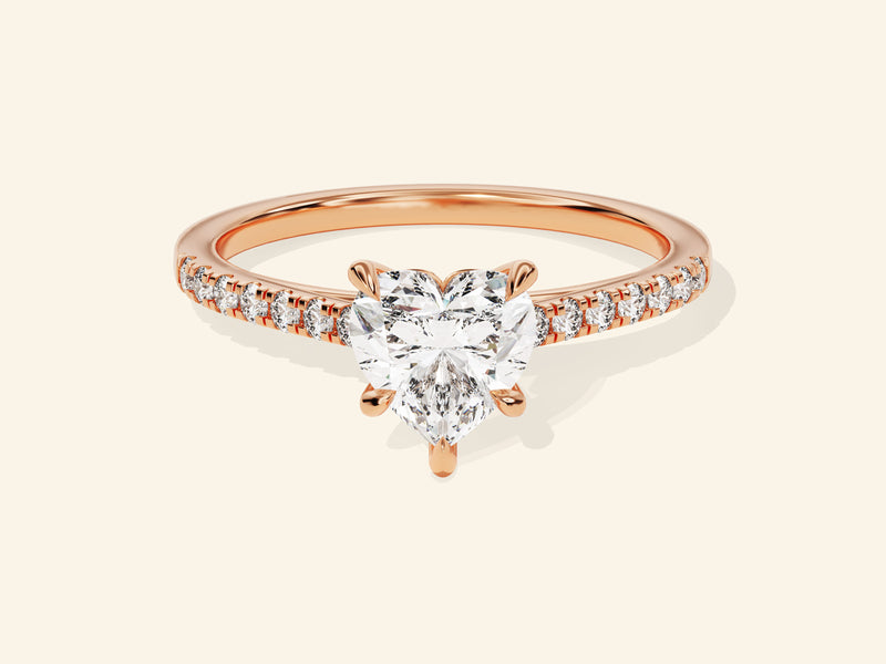 Heart Cut Engagement Ring with Pave Set Side Stones